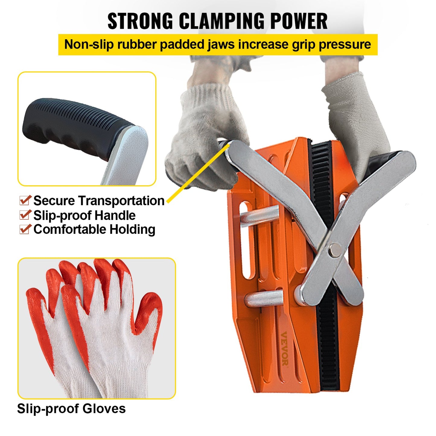 VEVOR 2 PCS Double Handed Stone Carrying Clamps, 50 mm Granite Lifting Tools with
