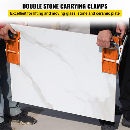 Double Hand Carry Clamp for Granite, Marble, Glass - 250 kg Capacity, 0-0.6 m Opening