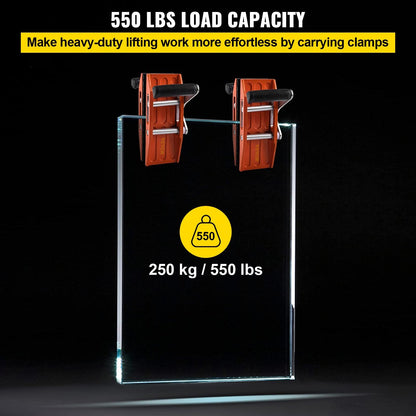 Double Hand Carry Clamp for Granite, Marble, Glass - 250 kg Capacity, 0-0.6 m Opening