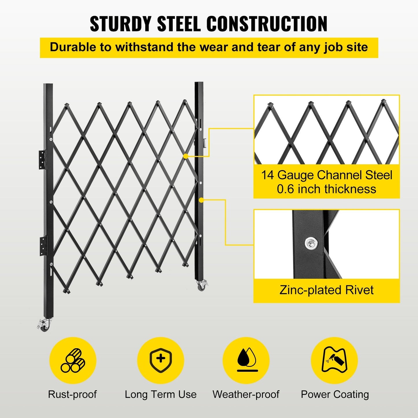 Single Folding Security Gate, 0.9m x 1.2m, Steel, Lockable, Easy Install