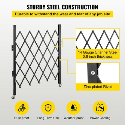 Single Folding Security Gate, 0.9m x 1.2m, Steel, Lockable, Easy Install