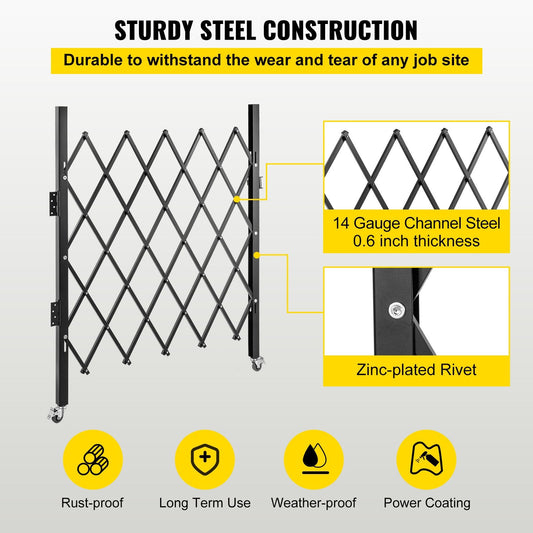 Single Folding Security Gate, 0.9m x 1.2m, Steel, Lockable, Easy Install