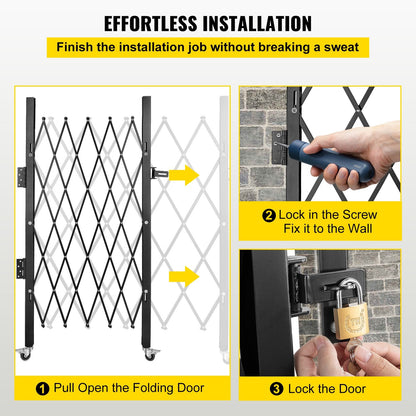 Single Folding Security Gate, 0.9m x 1.2m, Steel, Lockable, Easy Install
