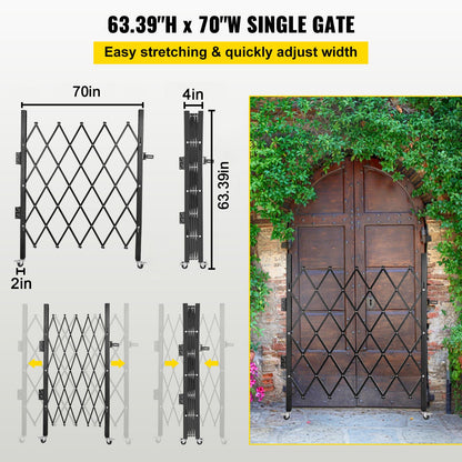 VEVOR Single Folding Security Gate Folding Door Gate 5'H x 5-1/2'W Scissor Gate