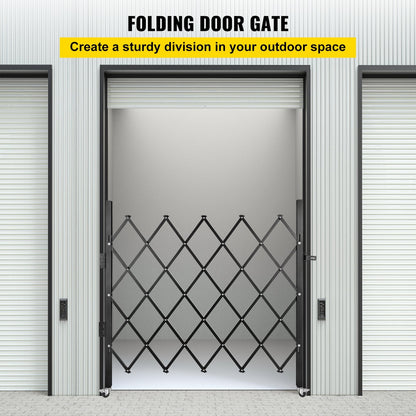 Single Folding Security Gate, 1.2m H x 1.7m W, Steel Scissor Design, Black