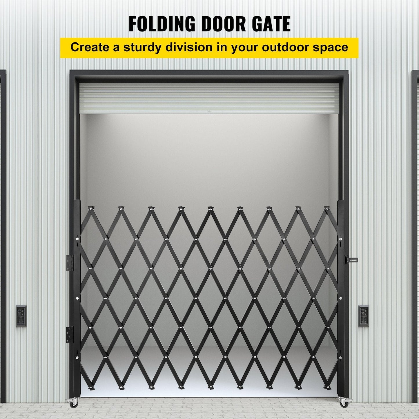Single Folding Security Gate, 1.9m x 1.3m, Steel Scissor Design with Lock