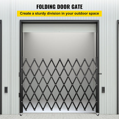 Single Folding Security Gate, 1.9m x 1.3m, Steel Scissor Design with Lock