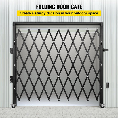 Steel Accordion Folding Security Gate, 7.9m x 2.4m, Black, Easy Install, 15.2kg