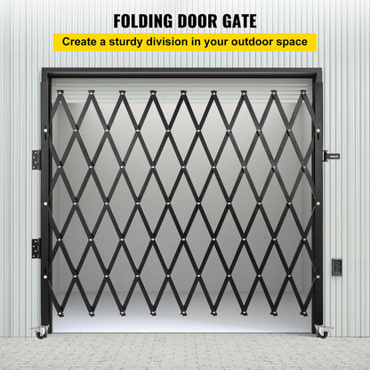 VEVOR Single Folding Security Gate, 85" H x 95" W Folding Door Gate, Steel Accordion