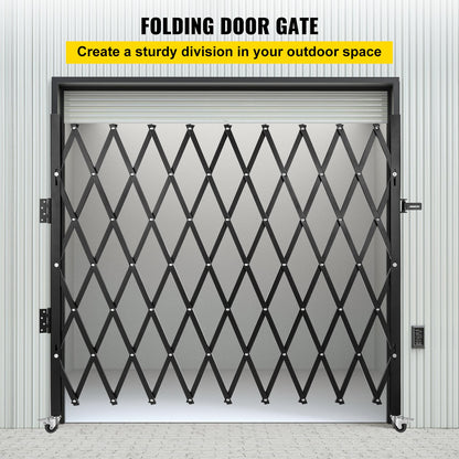 Single Folding Security Gate, 216 x 221cm Folding Door Gate, Steel Accordion Security Gate, Flexible Expanding Security Gate, 360° Rolling Barricade Gate, Scissor Gate/Door with Padlock