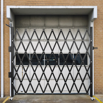 Single Folding Security Gate, 216 x 221cm Folding Door Gate, Steel Accordion Security Gate, Flexible Expanding Security Gate, 360° Rolling Barricade Gate, Scissor Gate/Door with Padlock