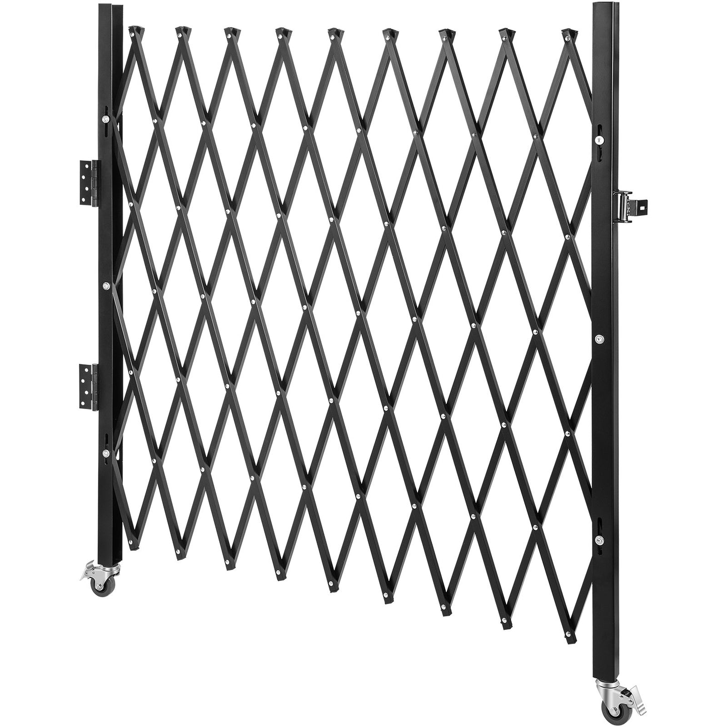 Single Folding Security Gate, 216 x 221cm Folding Door Gate, Steel Accordion Security Gate, Flexible Expanding Security Gate, 360° Rolling Barricade Gate, Scissor Gate/Door with Padlock