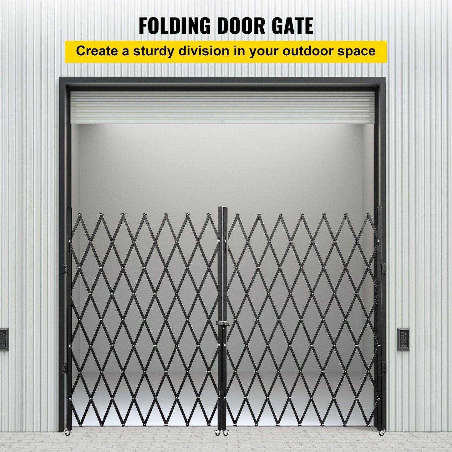 Double Folding Security Door Gate, 1.55m H x 3.1m W, Sturdy Steel Construction