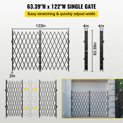 Double Folding Security Door Gate, 1.55m H x 3.1m W, Sturdy Steel Construction