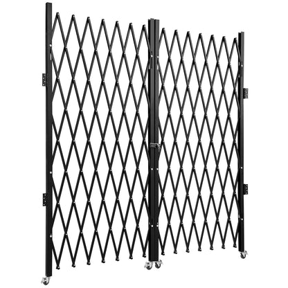 Double Folding Security Gate, 382 x 221cm Folding Door Gate, Steel Accordion Security Gate, Flexible Expanding Security Gate, 360° Rolling Barricade Gate, Scissor Gate or Door with Keys