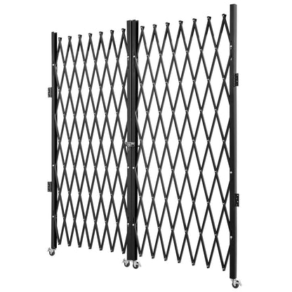 Double Folding Security Gate, 382 x 221cm Folding Door Gate, Steel Accordion Security Gate, Flexible Expanding Security Gate, 360° Rolling Barricade Gate, Scissor Gate or Door with Keys