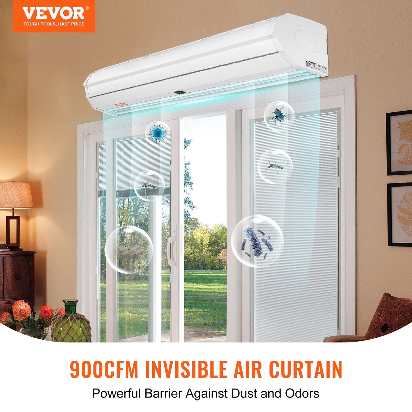 VEVOR 0.9m Commercial Indoor Air Curtain Super Power 2 Speeds 1528m³/h, UL Certified