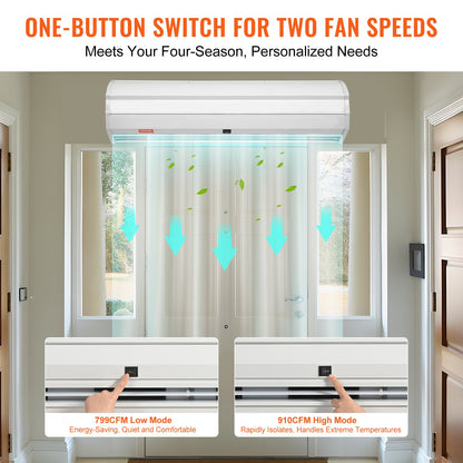 VEVOR 0.9m Commercial Indoor Air Curtain Super Power 2 Speeds 1528m³/h, UL Certified