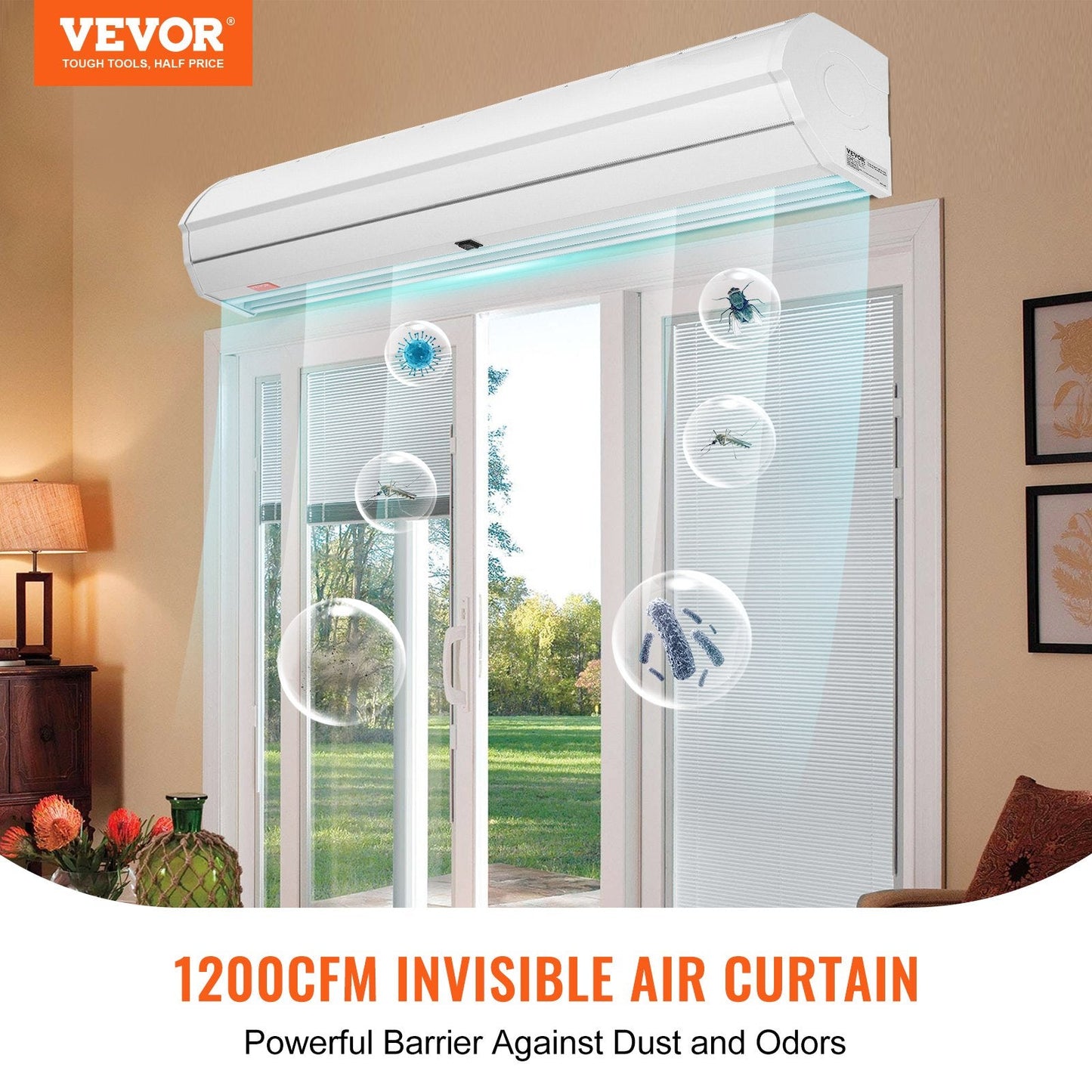 1.2m Commercial Indoor Air Curtain, Dual Speed, 2038m³/h, UL Certified