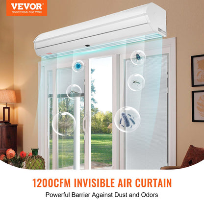 VEVOR 1.2m Commercial Indoor Air Curtain Super Power 2 Speeds 2038m³/h, UL Certified