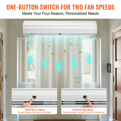 VEVOR 1.2m Commercial Indoor Air Curtain Super Power 2 Speeds 2038m³/h, UL Certified