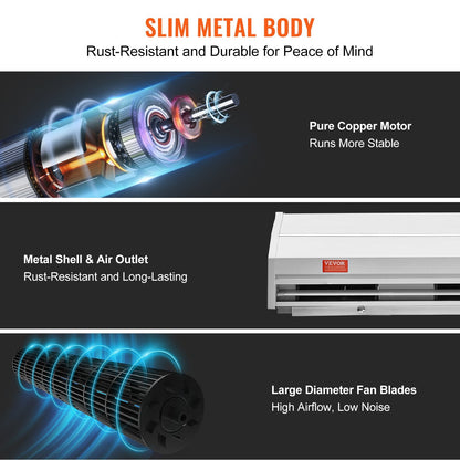 1.2m Commercial Indoor Air Curtain, Dual Speed, 2038m³/h, UL Certified