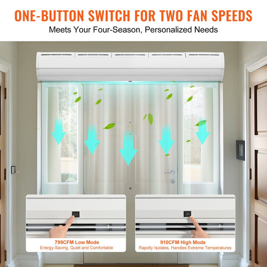 1.5m Indoor Air Curtain, 2 Speeds, 2547 m³/h, UL Certified, Easy Install
