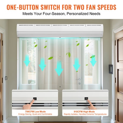 VEVOR 1.5m Commercial Indoor Air Curtain Super Power 2 Speeds 2547m³/h, UL Certified