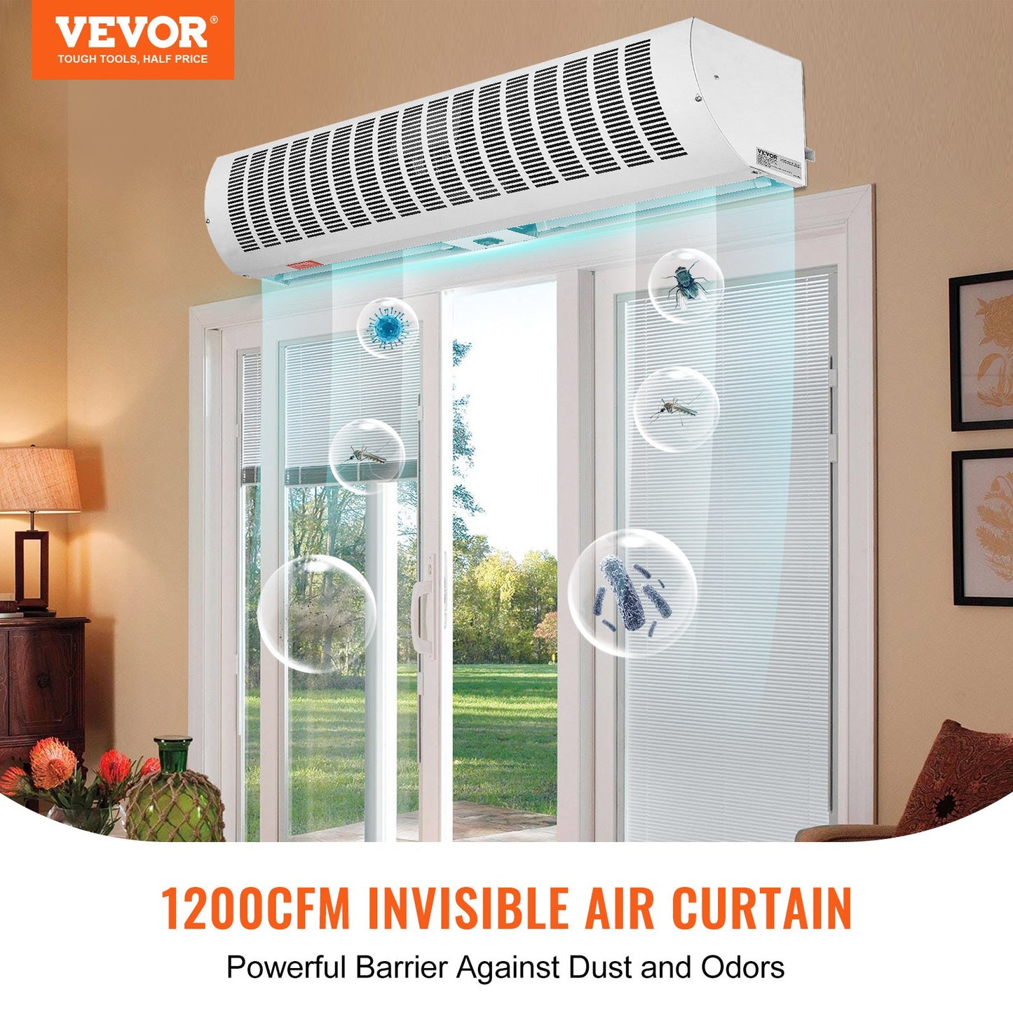 VEVOR 0.9m Commercial Indoor Air Curtain Super Power 2 Speeds 2038m³/h, UL Certified