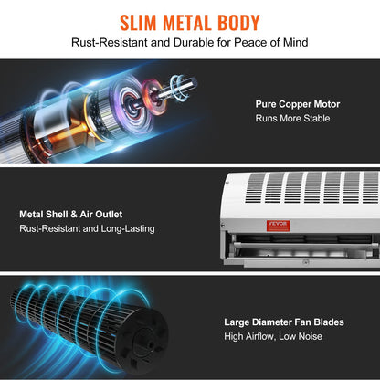 0.9m Indoor Air Curtain, 2 Speed, High Power, 2038 m³/h, UL Certified, Wall Mounted
