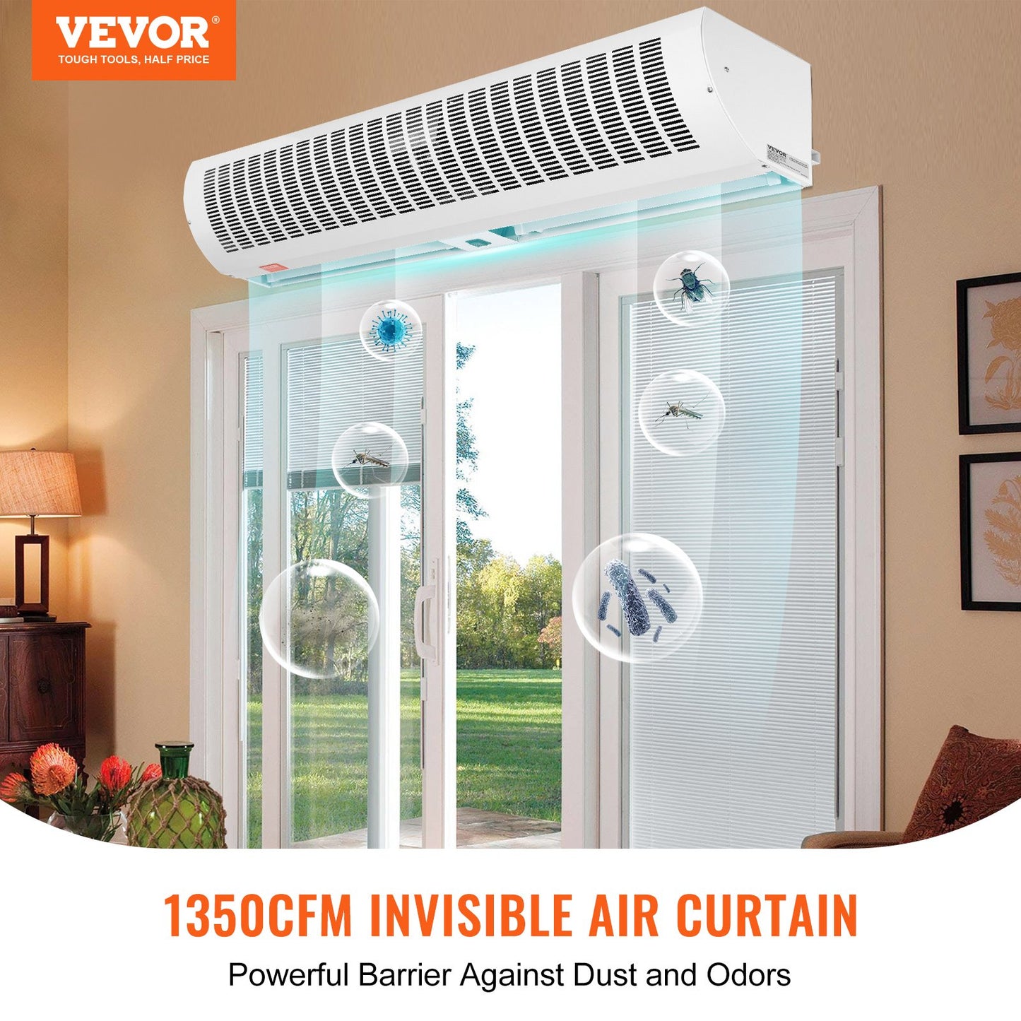 VEVOR 1.1m Commercial Indoor Air Curtain Super Power 2 Speeds 2292m³/h, UL Certified
