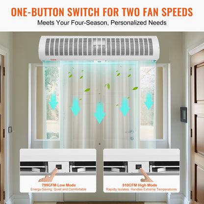 VEVOR 1.1m Commercial Indoor Air Curtain Super Power 2 Speeds 2292m³/h, UL Certified