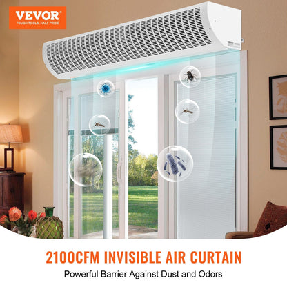1.5m Commercial Indoor Air Curtain, 2 Speeds, 3566m³/h, UL Certified, White