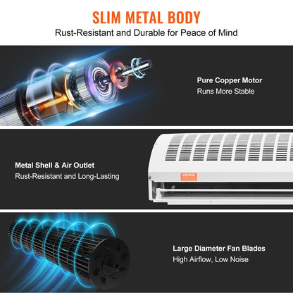 VEVOR 1.5m Commercial Indoor Air Curtain Super Power 2 Speeds 3566m³/h, UL Certified
