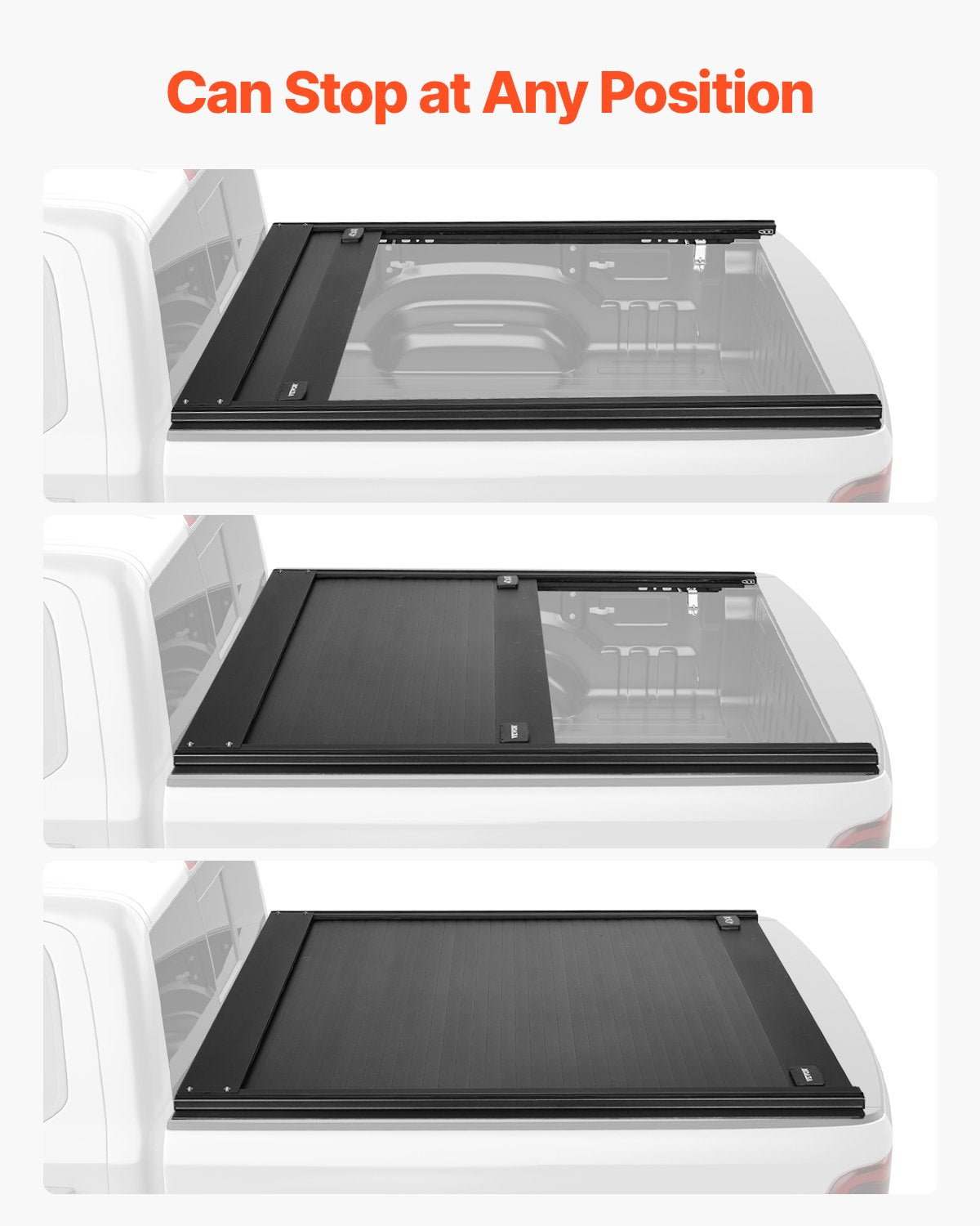 Retractable Tonneau Cover, 5.5 ft Hard Retractable Tonneau Cover with Built-in Drainage Pipe for 2009-2024 Ford F-150 Crew Cab , Customized Hard Tonneau Cover with Double-Lock & T-Slot