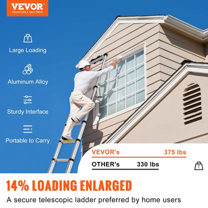 Portable Aluminum Telescoping Ladder, 3.2m, Multi-Purpose with One-Button Retraction