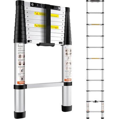 Portable Aluminum Telescoping Ladder, 3.2m, Multi-Purpose with One-Button Retraction