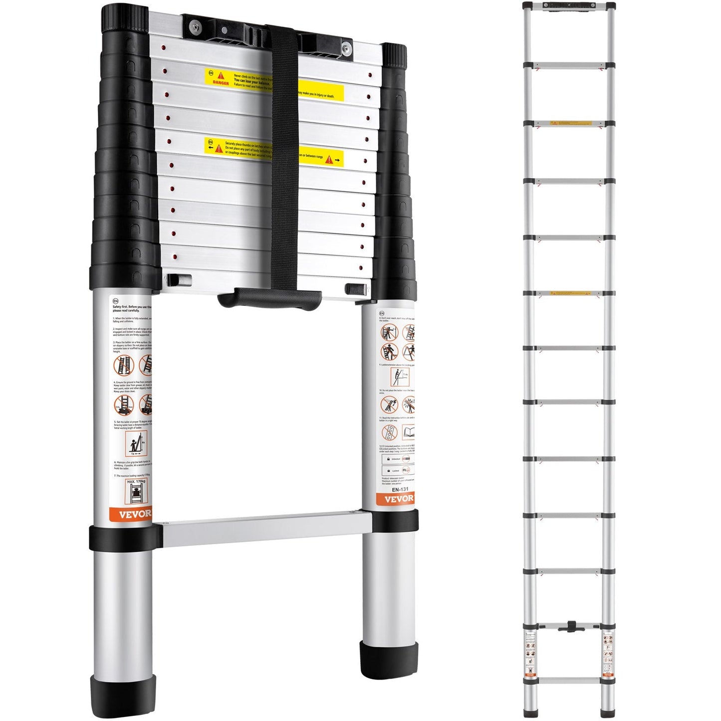 Aluminum Telescoping Ladder, 3.8m Extension, Portable & Multi-Purpose Design