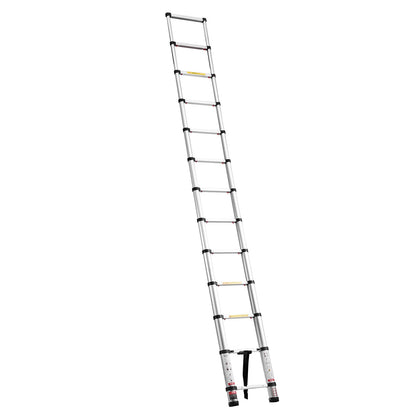3.8m Telescoping Ladder, Aluminum Lightweight Multi-Purpose Collapsible Extension, One-Touch Retraction Ladder, Heavy Duty 150kg Max Capacity with Non-Slip Feet, for Home, Outdoor Work, Loft