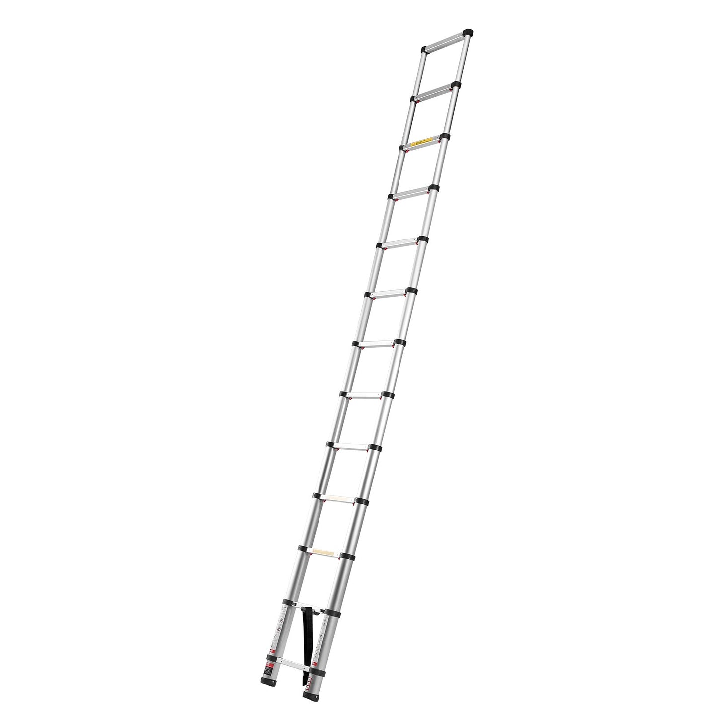 3.8m Telescoping Ladder, Aluminum Lightweight Multi-Purpose Collapsible Extension, One-Touch Retraction Ladder, Heavy Duty 150kg Max Capacity with Non-Slip Feet, for Home, Outdoor Work, Loft