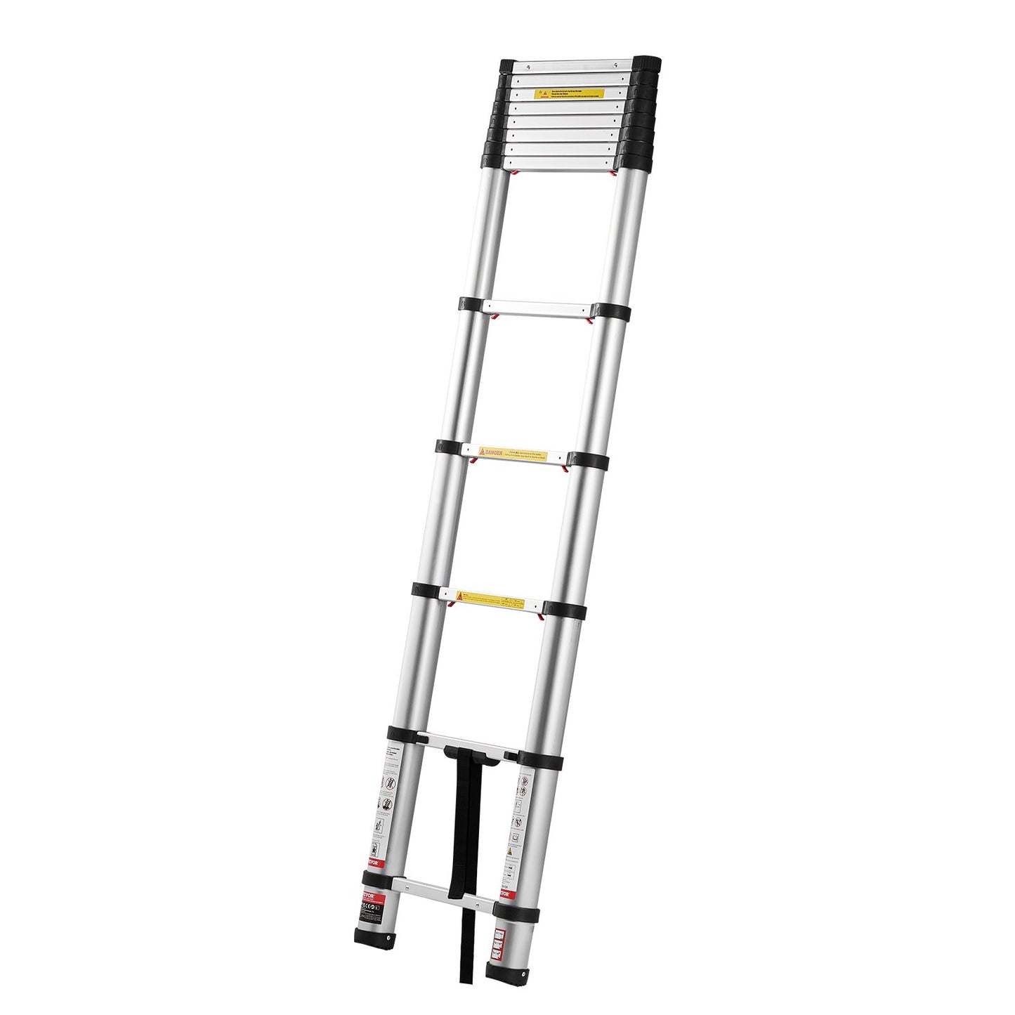 3.8m Telescoping Ladder, Aluminum Lightweight Multi-Purpose Collapsible Extension, One-Touch Retraction Ladder, Heavy Duty 150kg Max Capacity with Non-Slip Feet, for Home, Outdoor Work, Loft