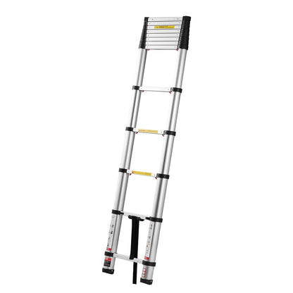 3.8m Telescoping Ladder, Aluminum Lightweight Multi-Purpose Collapsible Extension, One-Touch Retraction Ladder, Heavy Duty 150kg Max Capacity with Non-Slip Feet, for Home, Outdoor Work, Loft