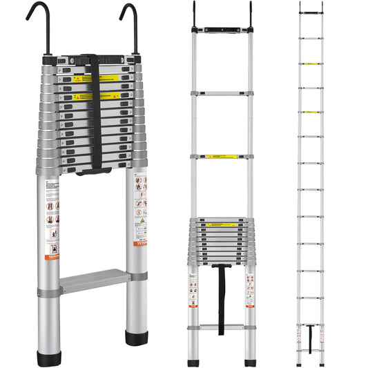 VEVOR Telescoping Ladder, 563.9CM Aluminum One-button Retraction Collapsible Extension