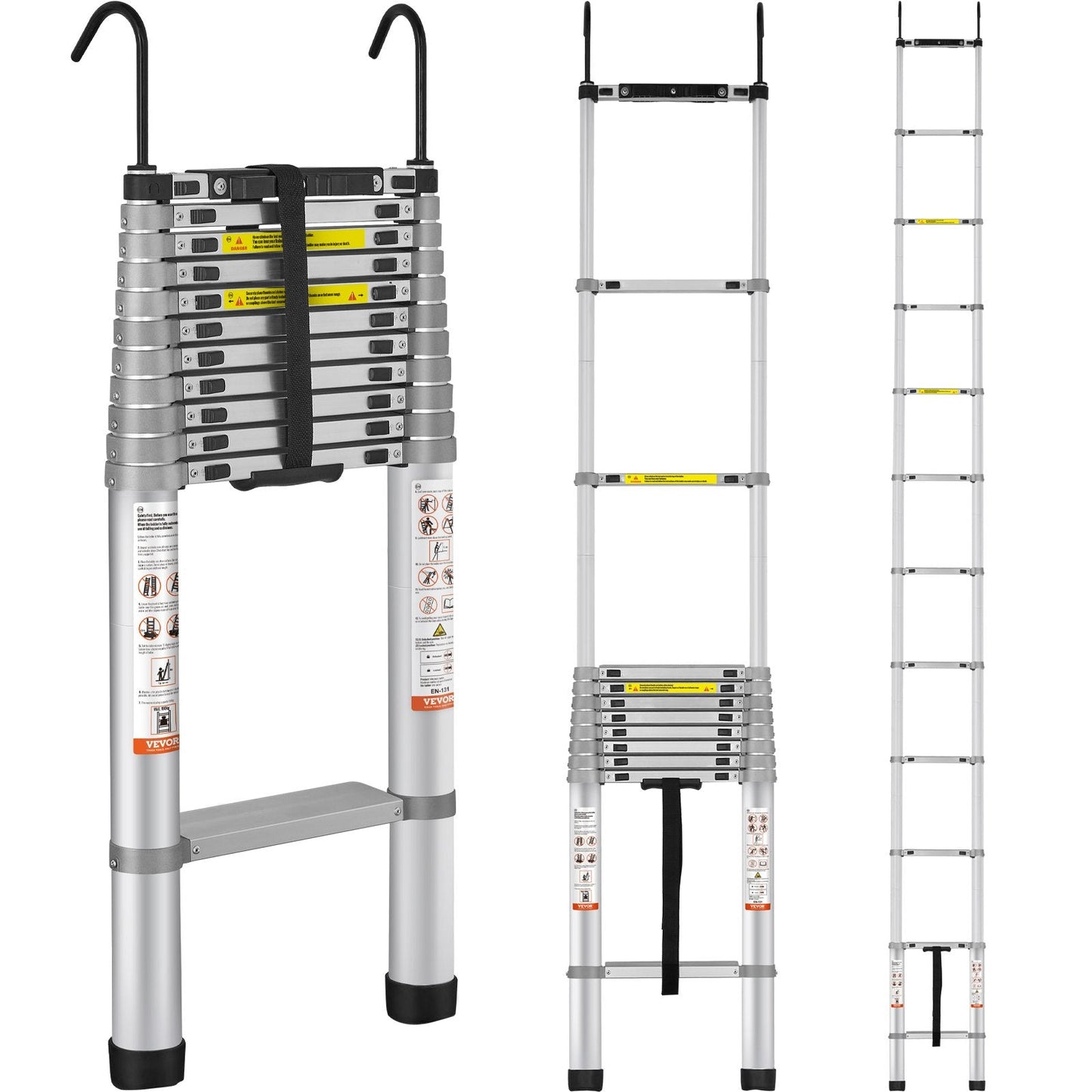15m Aluminum Telescoping Ladder with 190kg Capacity and Anti-Slip Features