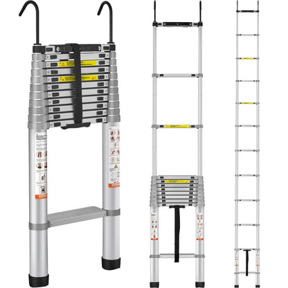 15m Aluminum Telescoping Ladder with 190kg Capacity and Anti-Slip Features