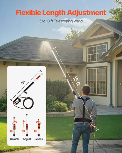 VEVOR Pressure Washer Telescoping Wand 5437 mm Brush Head Telescopic Spray Wand