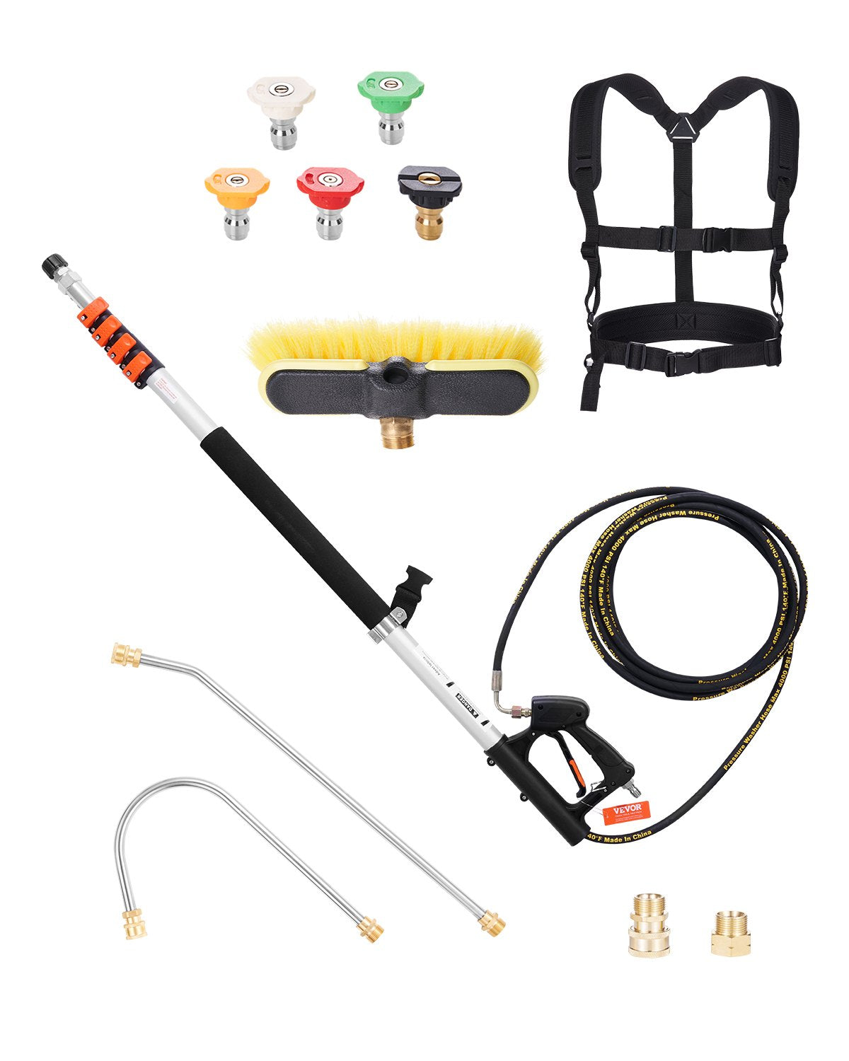 VEVOR Pressure Washer Telescoping Wand 5437 mm Brush Head Telescopic Spray Wand