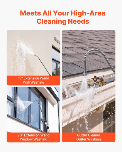 7.62 m Pressure Washer Telescoping Wand, with Power Washer Extension Wands & High Pressure Hose, Brush Head, 7 Nozzles, Hose Adapter, Support Belt, Storage Bag, 4000 PSI for High Cleaning
