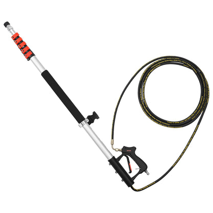 7.62 m Pressure Washer Telescoping Wand, with Power Washer Extension Wands & High Pressure Hose, Brush Head, 7 Nozzles, Hose Adapter, Support Belt, Storage Bag, 4000 PSI for High Cleaning