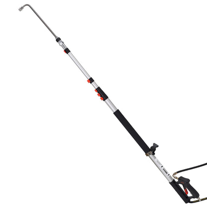 7.62 m Pressure Washer Telescoping Wand, with Power Washer Extension Wands & High Pressure Hose, Brush Head, 7 Nozzles, Hose Adapter, Support Belt, Storage Bag, 4000 PSI for High Cleaning
